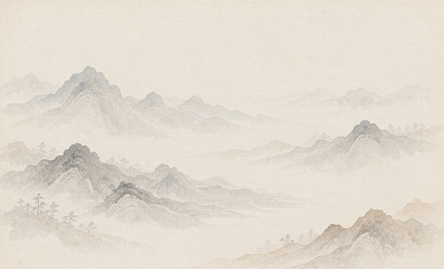 East meets West wedding invitation with misty mountains